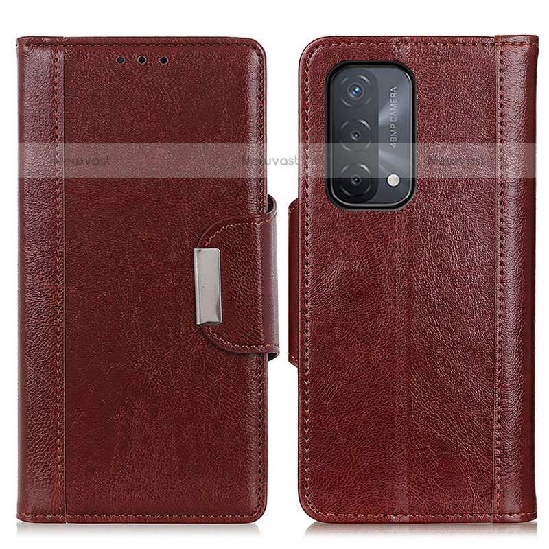 Leather Case Stands Flip Cover Holder M01L for Oppo A93 5G Brown