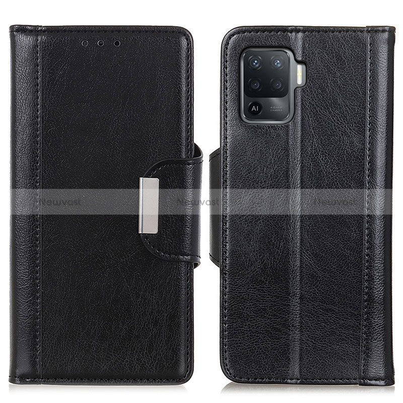 Leather Case Stands Flip Cover Holder M01L for Oppo Reno5 Lite Black