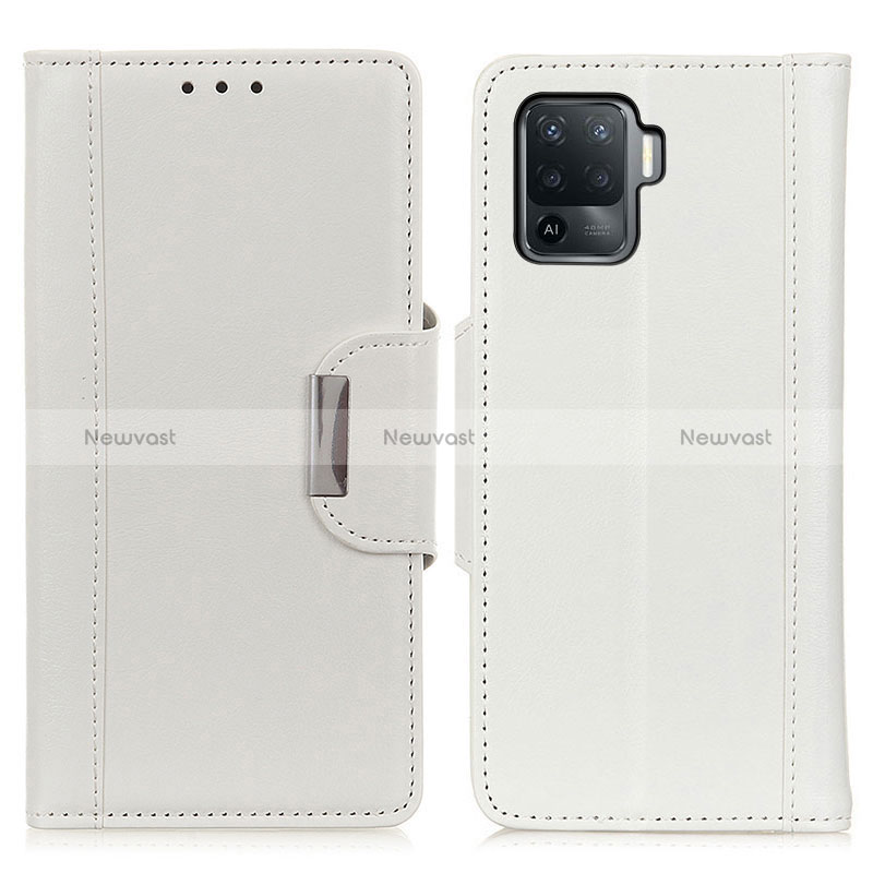 Leather Case Stands Flip Cover Holder M01L for Oppo Reno5 Lite White