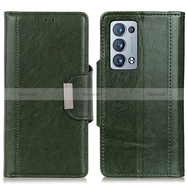 Leather Case Stands Flip Cover Holder M01L for Oppo Reno6 Pro+ Plus 5G Green