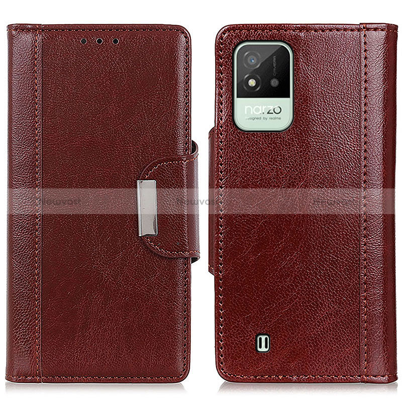 Leather Case Stands Flip Cover Holder M01L for Realme C11 (2021) Brown