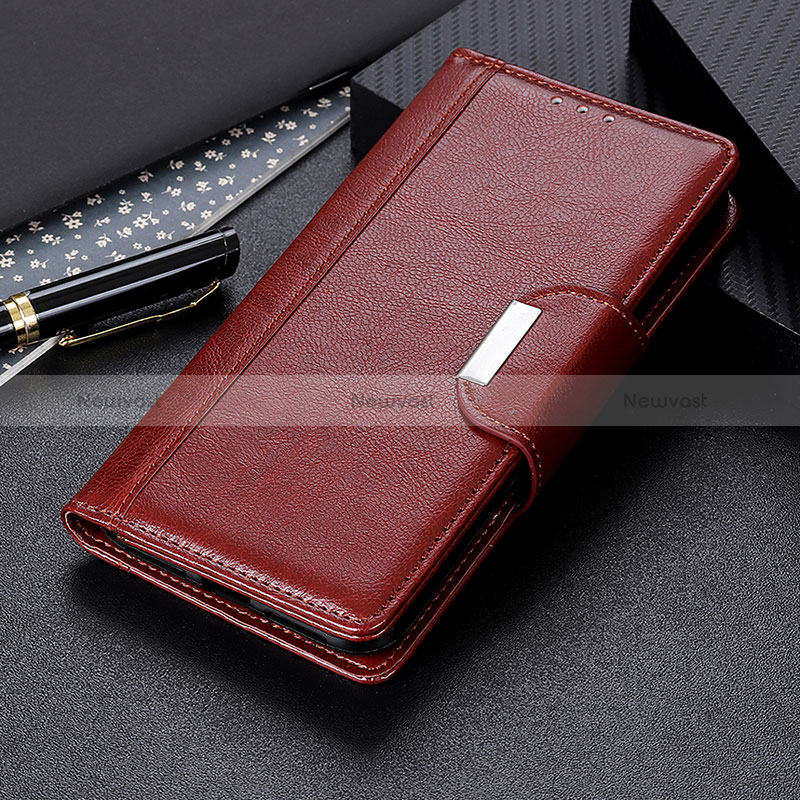 Leather Case Stands Flip Cover Holder M01L for Realme GT 5G Brown