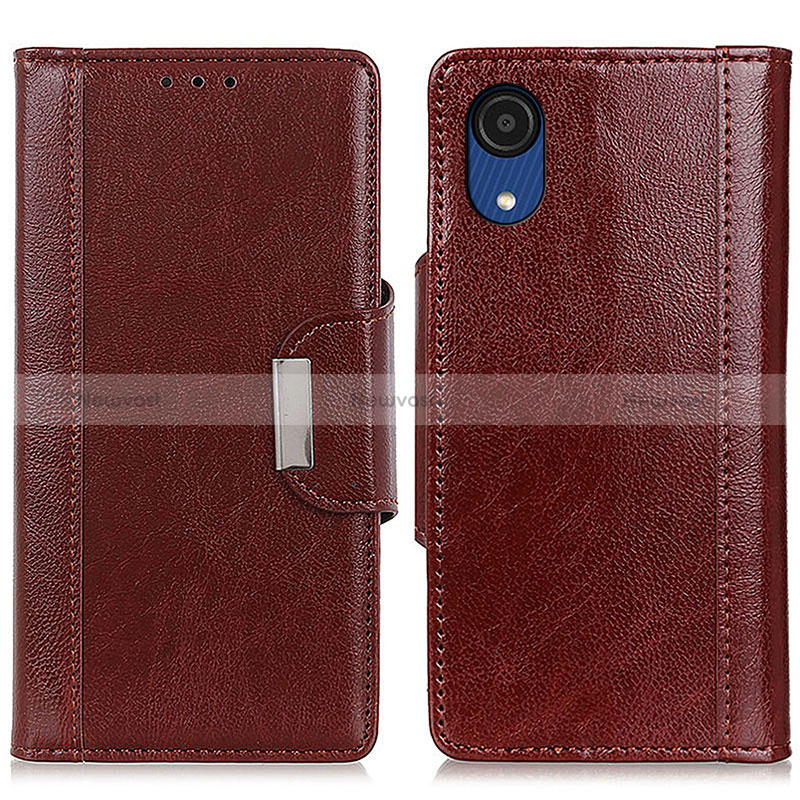 Leather Case Stands Flip Cover Holder M01L for Samsung Galaxy A03 Core Brown