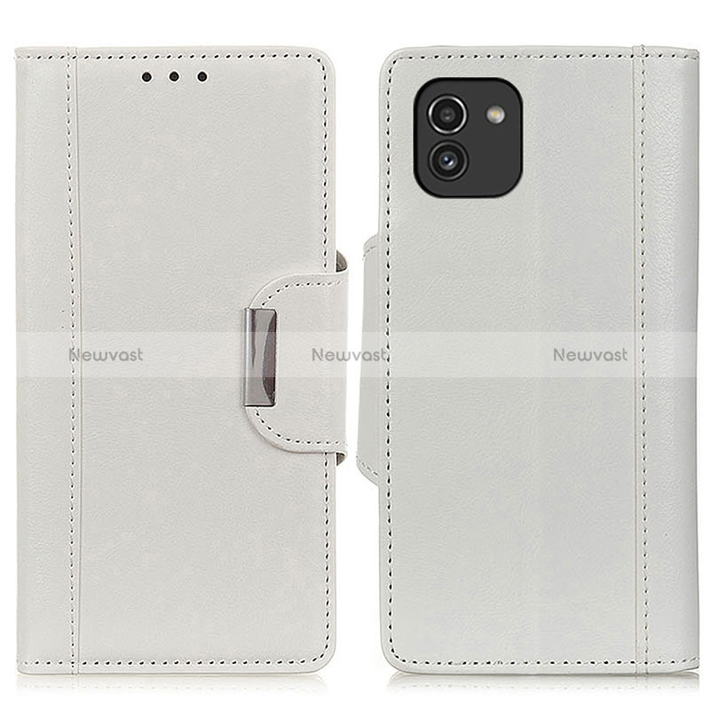 Leather Case Stands Flip Cover Holder M01L for Samsung Galaxy A03 White