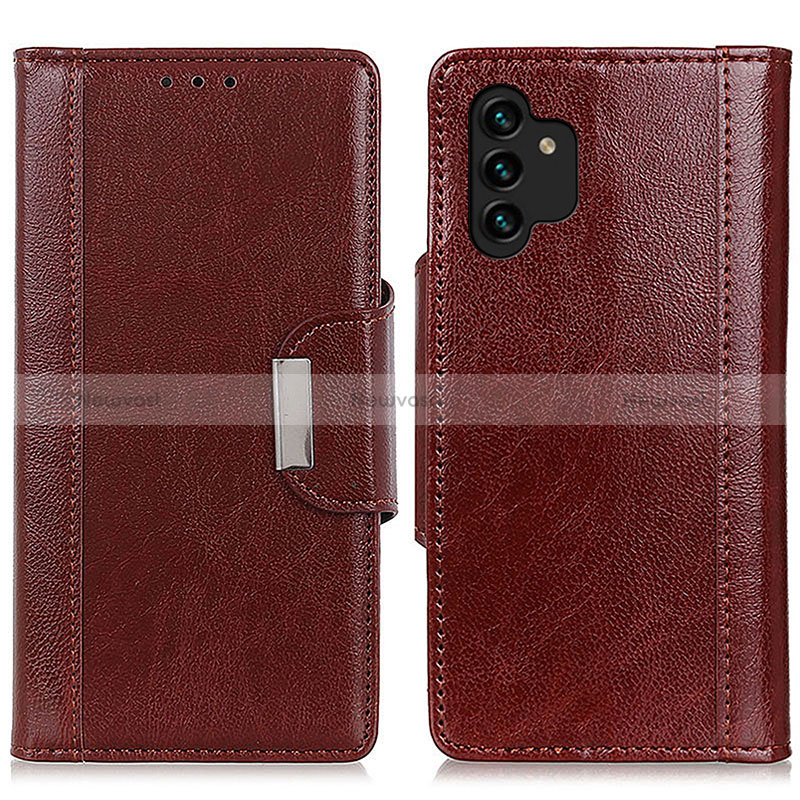 Leather Case Stands Flip Cover Holder M01L for Samsung Galaxy A13 4G Brown