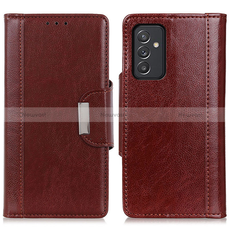 Leather Case Stands Flip Cover Holder M01L for Samsung Galaxy A15 4G Brown