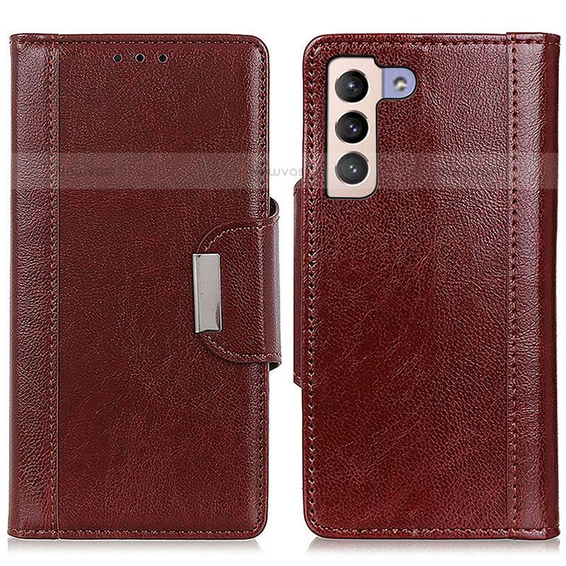 Leather Case Stands Flip Cover Holder M01L for Samsung Galaxy S21 FE 5G Brown