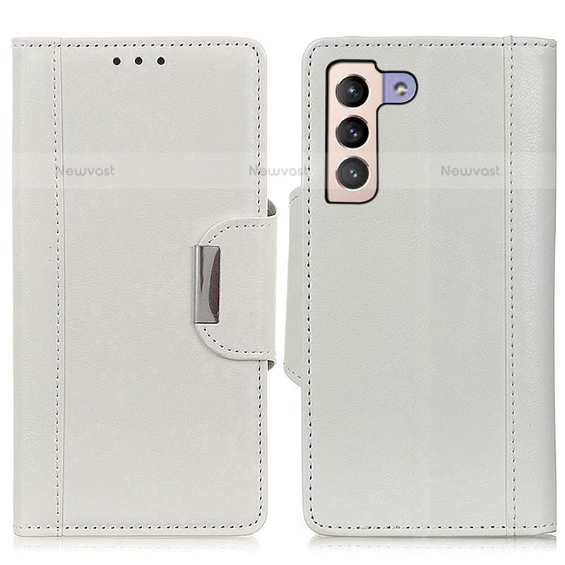 Leather Case Stands Flip Cover Holder M01L for Samsung Galaxy S22 5G White