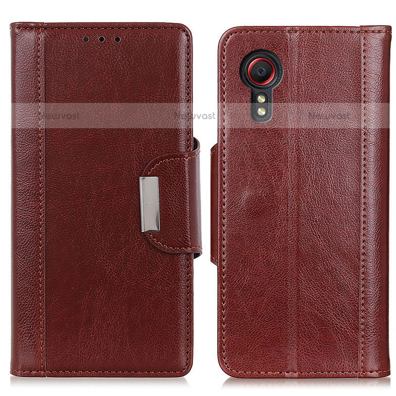 Leather Case Stands Flip Cover Holder M01L for Samsung Galaxy XCover 5 SM-G525F Brown