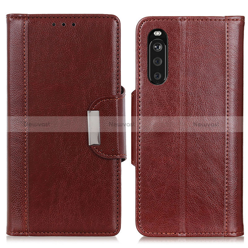 Leather Case Stands Flip Cover Holder M01L for Sony Xperia 10 III Brown