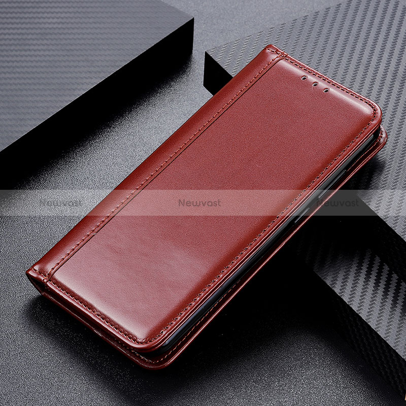 Leather Case Stands Flip Cover Holder M01L for Xiaomi Mi 10i 5G Brown