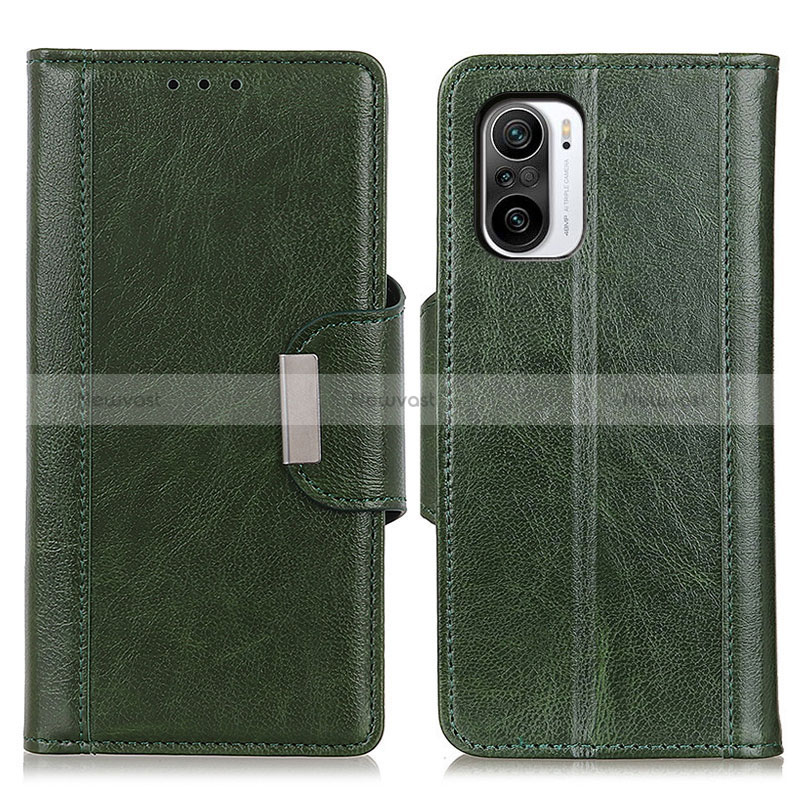 Leather Case Stands Flip Cover Holder M01L for Xiaomi Poco F3 5G Green