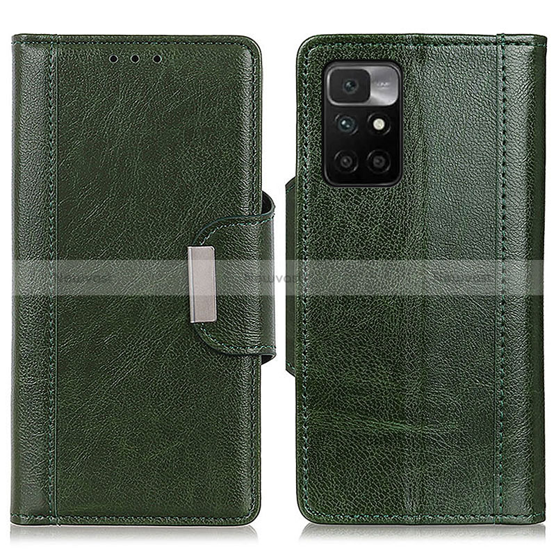 Leather Case Stands Flip Cover Holder M01L for Xiaomi Redmi 10 (2022) Green