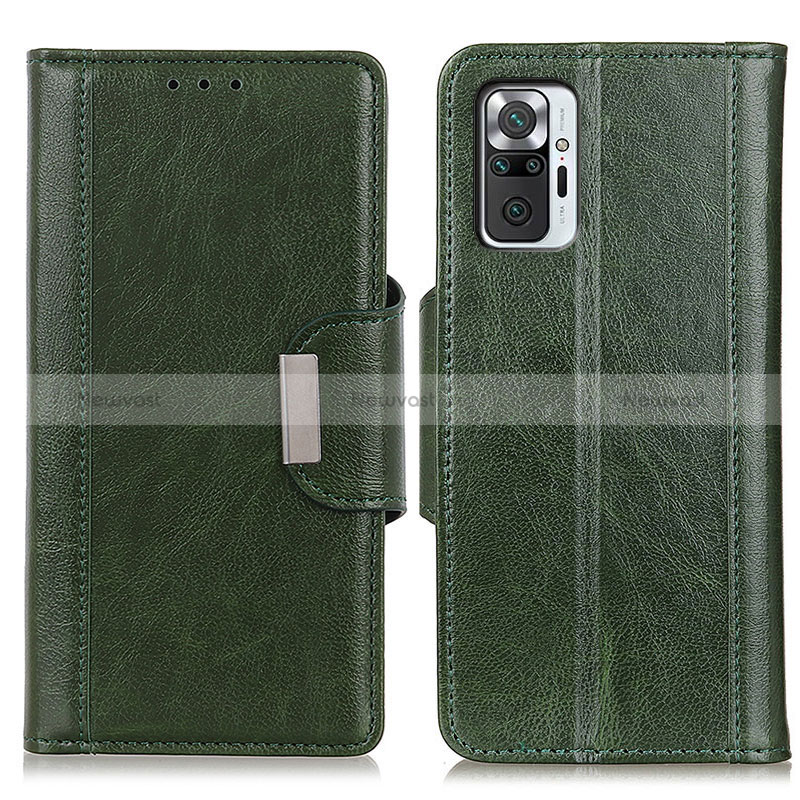 Leather Case Stands Flip Cover Holder M01L for Xiaomi Redmi Note 10 Pro 4G Green