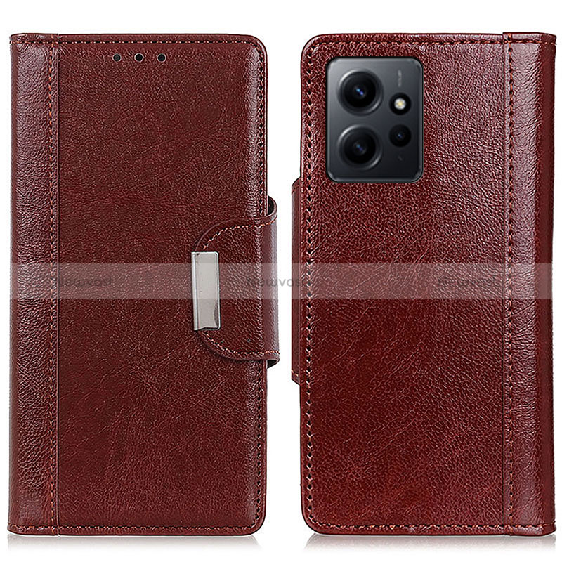 Leather Case Stands Flip Cover Holder M01L for Xiaomi Redmi Note 12 4G Brown