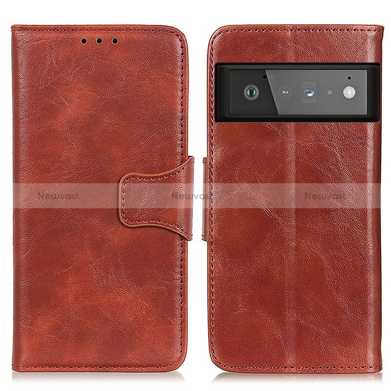 Leather Case Stands Flip Cover Holder M02L for Google Pixel 6 Pro 5G Brown