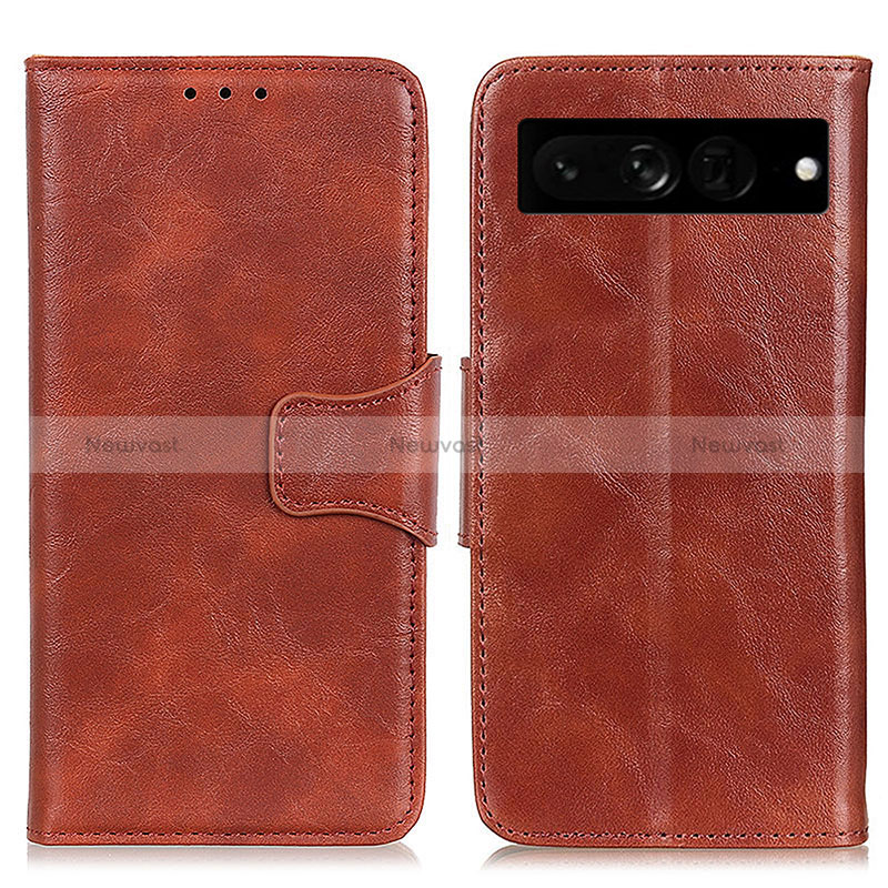 Leather Case Stands Flip Cover Holder M02L for Google Pixel 7 Pro 5G Brown