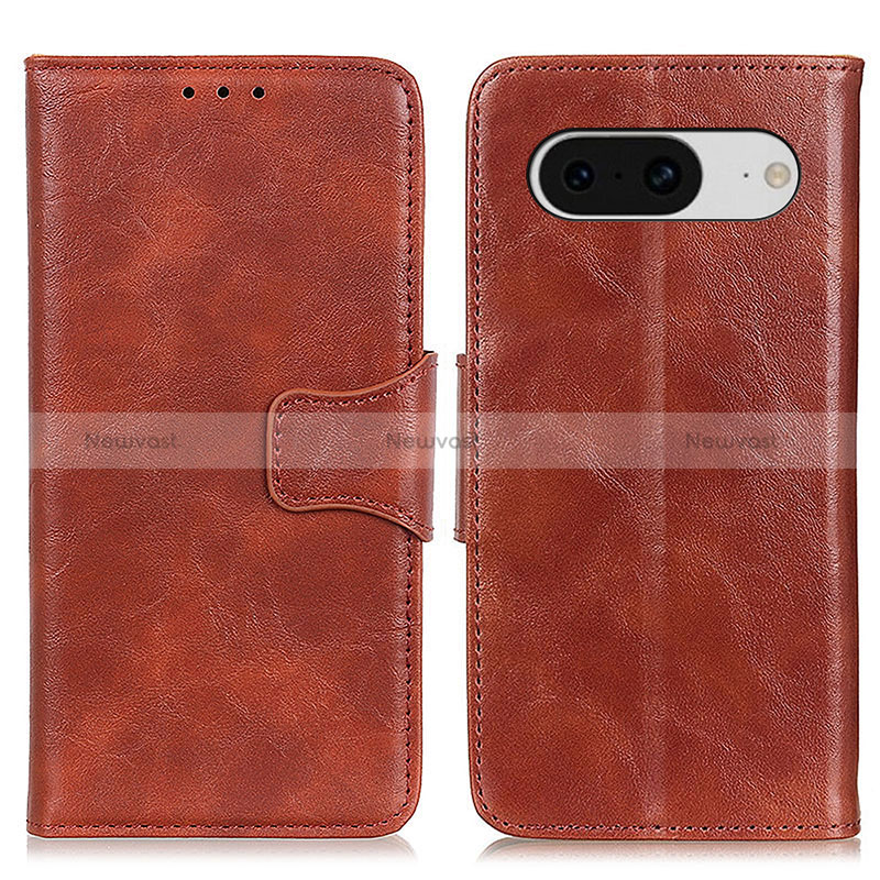 Leather Case Stands Flip Cover Holder M02L for Google Pixel 8 5G Brown