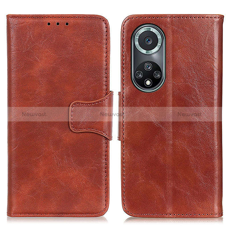 Leather Case Stands Flip Cover Holder M02L for Huawei Honor 50 Pro 5G Brown