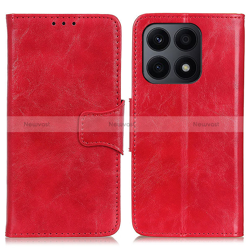 Leather Case Stands Flip Cover Holder M02L for Huawei Honor X8a 4G Red