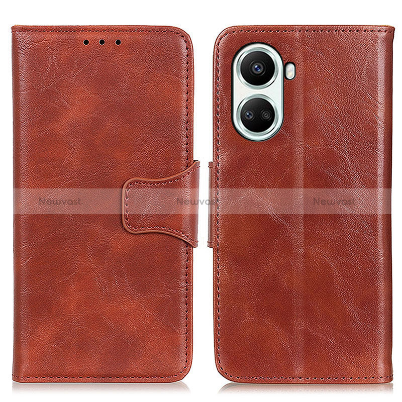 Leather Case Stands Flip Cover Holder M02L for Huawei Nova 10 SE Brown