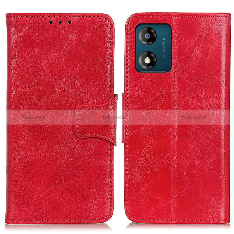 Leather Case Stands Flip Cover Holder M02L for Motorola Moto E13 Red