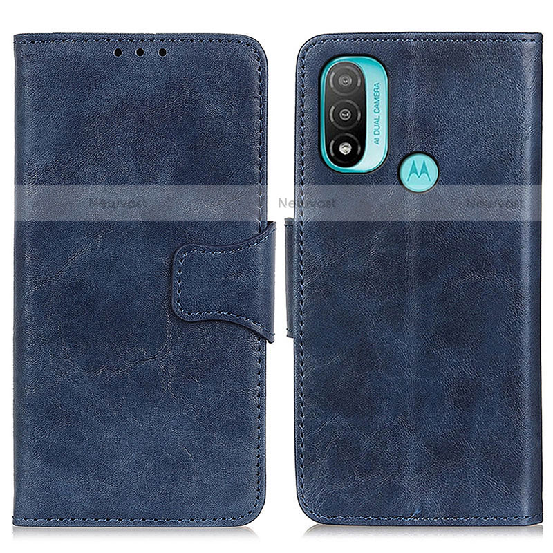 Leather Case Stands Flip Cover Holder M02L for Motorola Moto E20 Blue