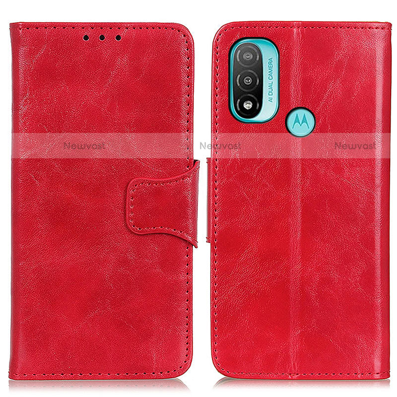 Leather Case Stands Flip Cover Holder M02L for Motorola Moto E30 Red