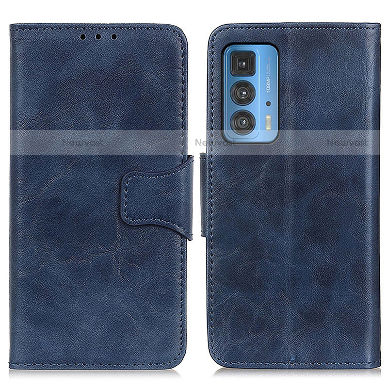 Leather Case Stands Flip Cover Holder M02L for Motorola Moto Edge 20 Pro 5G Blue