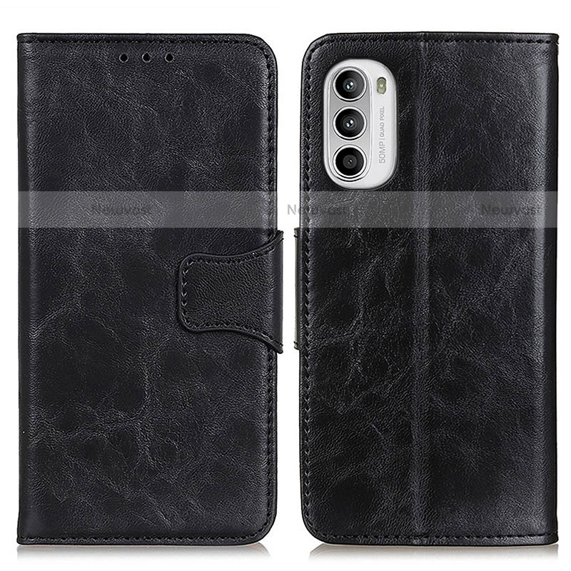 Leather Case Stands Flip Cover Holder M02L for Motorola Moto Edge (2022) 5G Black