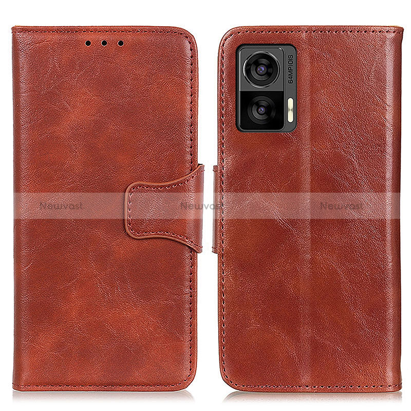 Leather Case Stands Flip Cover Holder M02L for Motorola Moto Edge 30 Lite 5G Brown