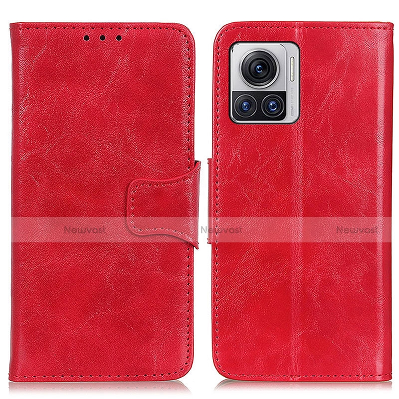 Leather Case Stands Flip Cover Holder M02L for Motorola Moto Edge 30 Ultra 5G Red