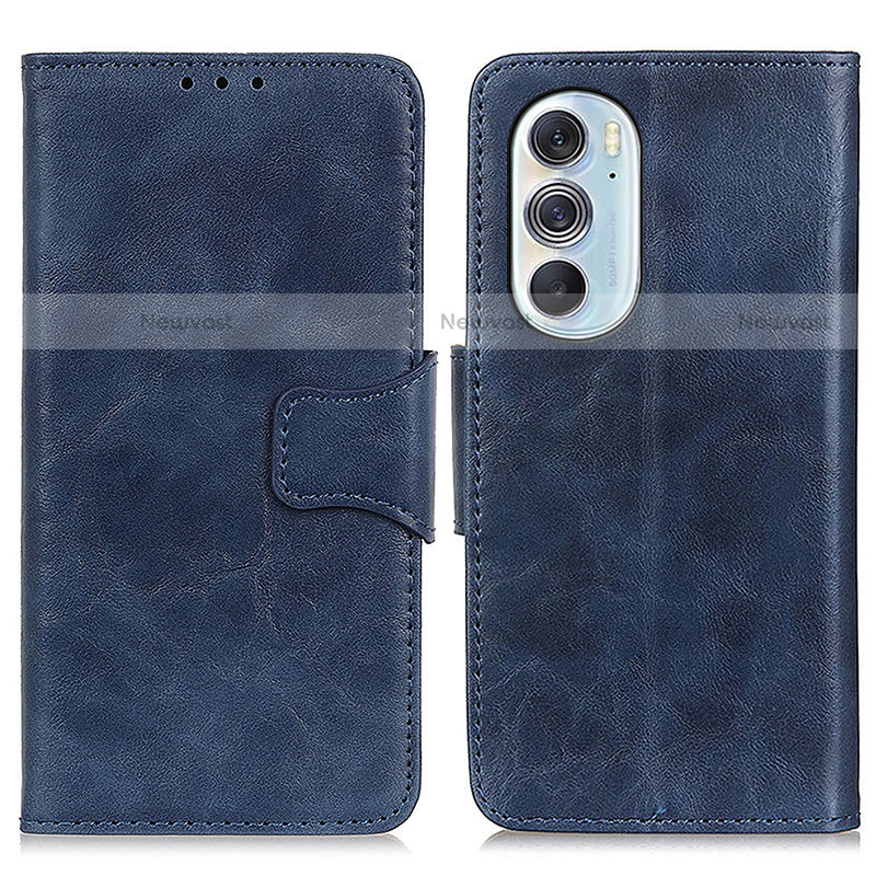 Leather Case Stands Flip Cover Holder M02L for Motorola Moto Edge Plus (2022) 5G Blue