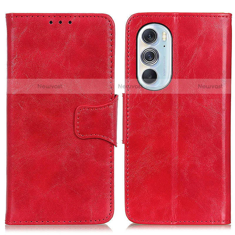 Leather Case Stands Flip Cover Holder M02L for Motorola Moto Edge Plus (2022) 5G Red