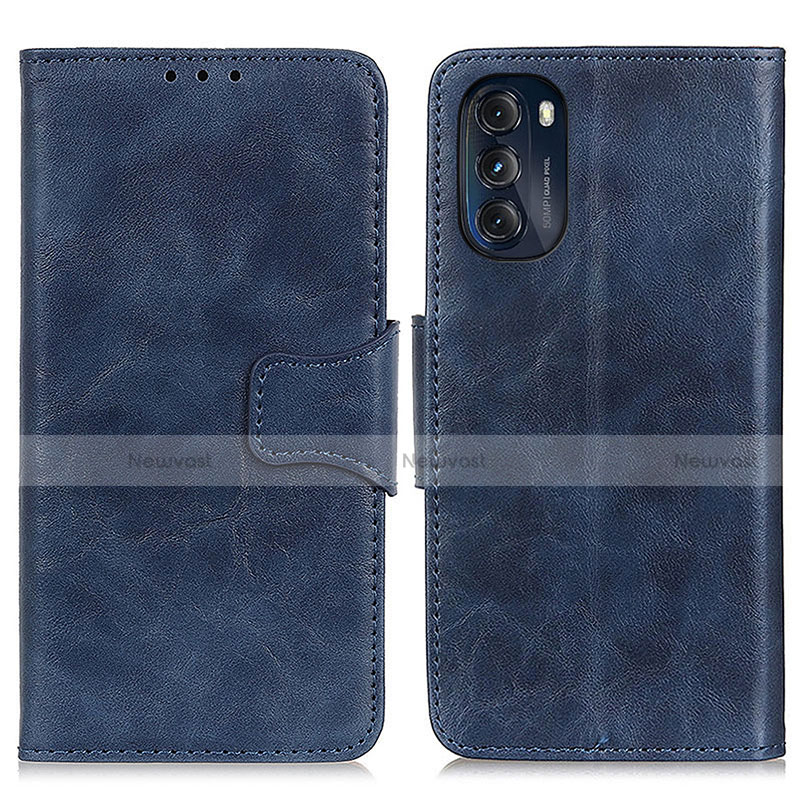 Leather Case Stands Flip Cover Holder M02L for Motorola Moto G 5G (2022) Blue