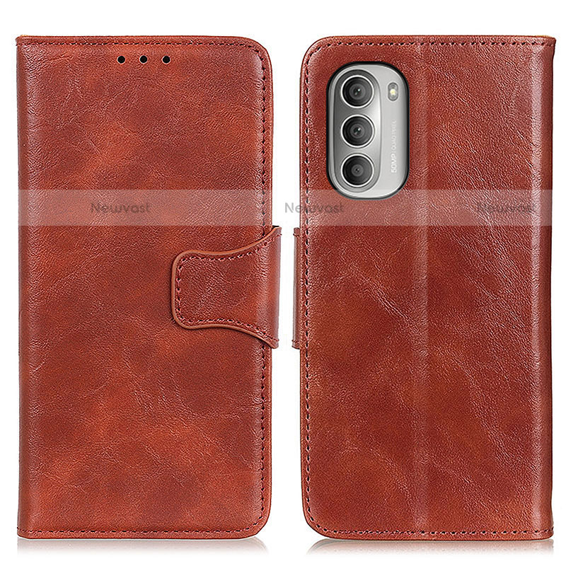 Leather Case Stands Flip Cover Holder M02L for Motorola Moto G Stylus (2022) 4G Brown