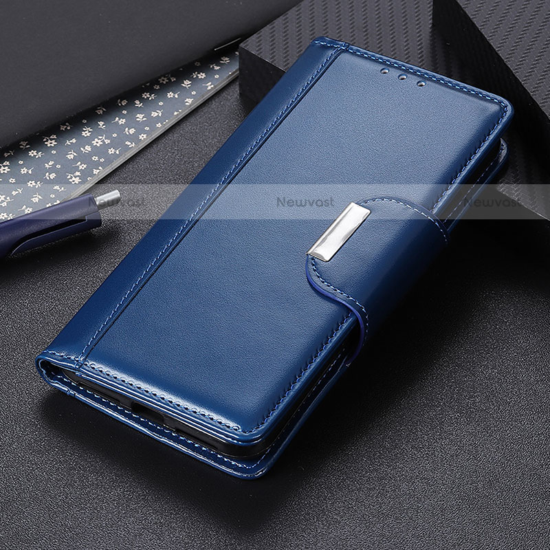 Leather Case Stands Flip Cover Holder M02L for Motorola Moto G20 Blue