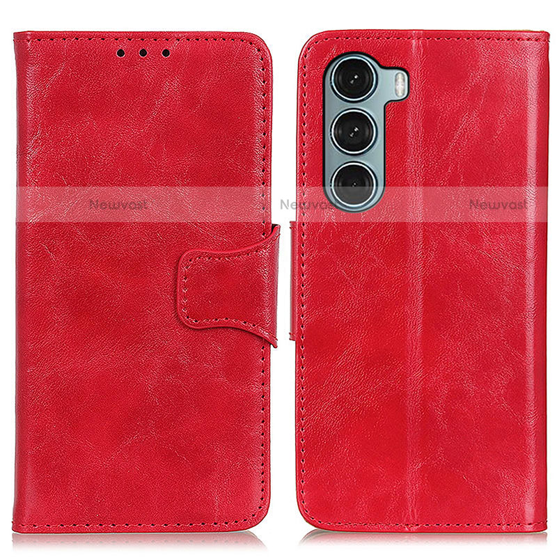 Leather Case Stands Flip Cover Holder M02L for Motorola Moto G200 5G Red