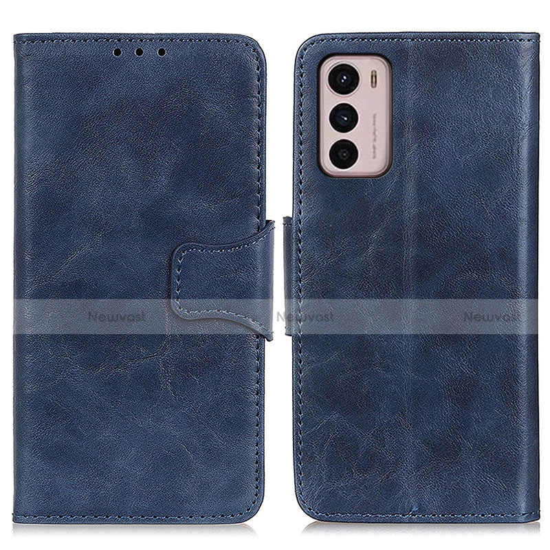 Leather Case Stands Flip Cover Holder M02L for Motorola Moto G42 Blue