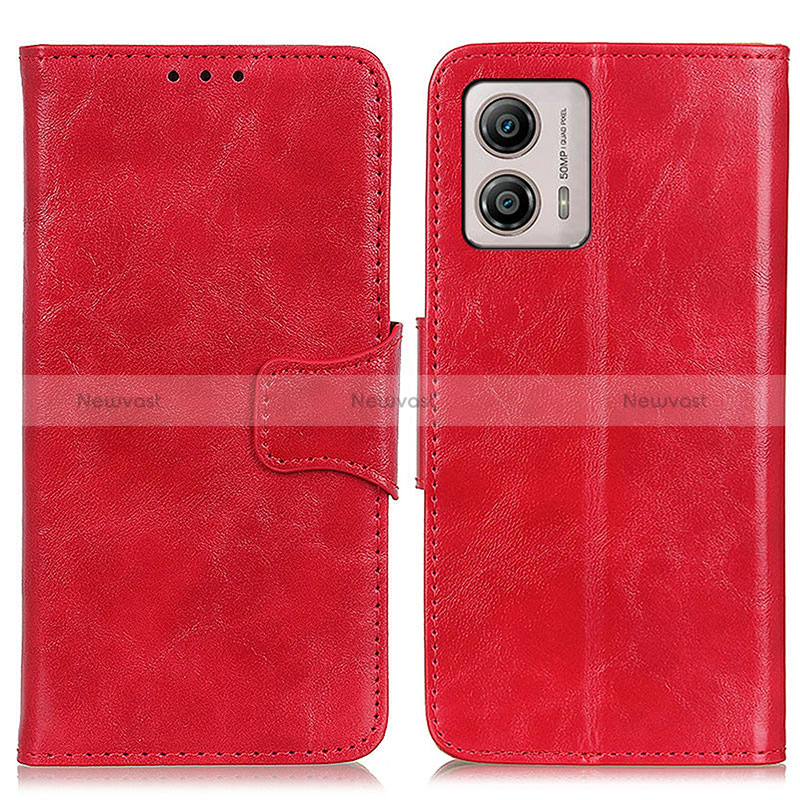 Leather Case Stands Flip Cover Holder M02L for Motorola Moto G53 5G Red