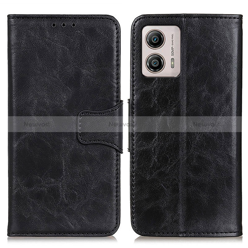 Leather Case Stands Flip Cover Holder M02L for Motorola Moto G53j 5G Black