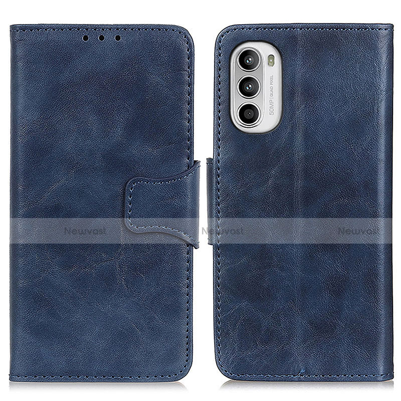 Leather Case Stands Flip Cover Holder M02L for Motorola Moto G71s 5G Blue