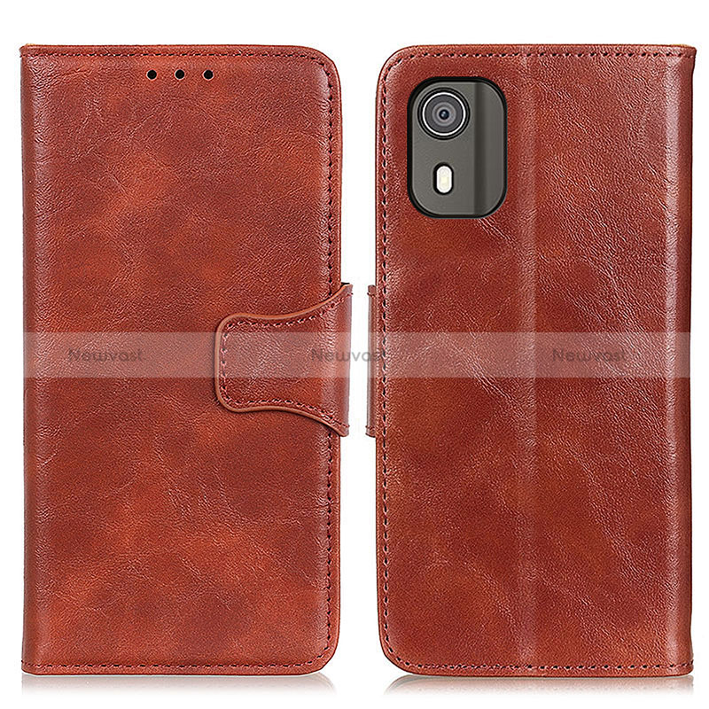 Leather Case Stands Flip Cover Holder M02L for Nokia C02 Brown