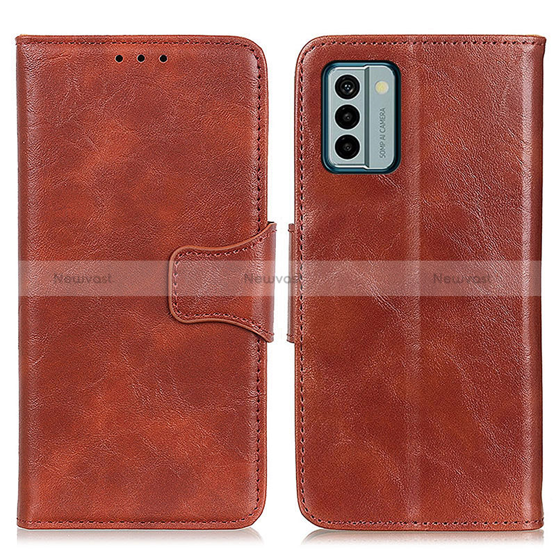 Leather Case Stands Flip Cover Holder M02L for Nokia G22 Brown