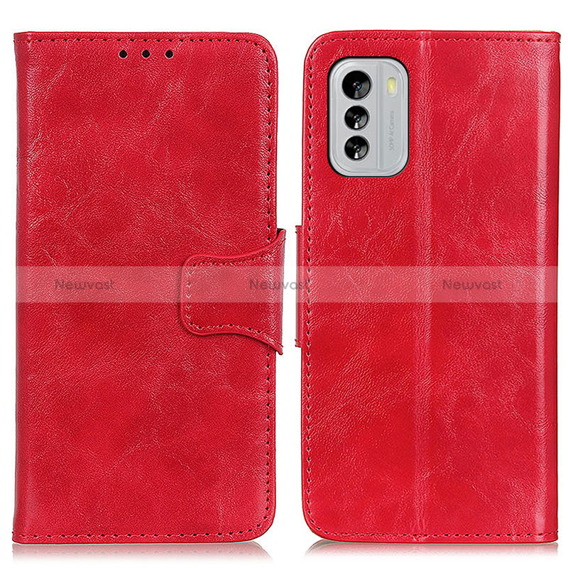 Leather Case Stands Flip Cover Holder M02L for Nokia G60 5G Red