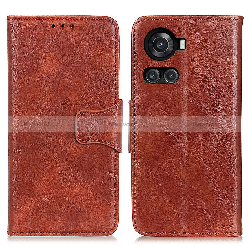 Leather Case Stands Flip Cover Holder M02L for OnePlus 10R 5G Brown