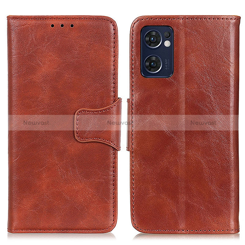 Leather Case Stands Flip Cover Holder M02L for OnePlus Nord CE 2 5G Brown