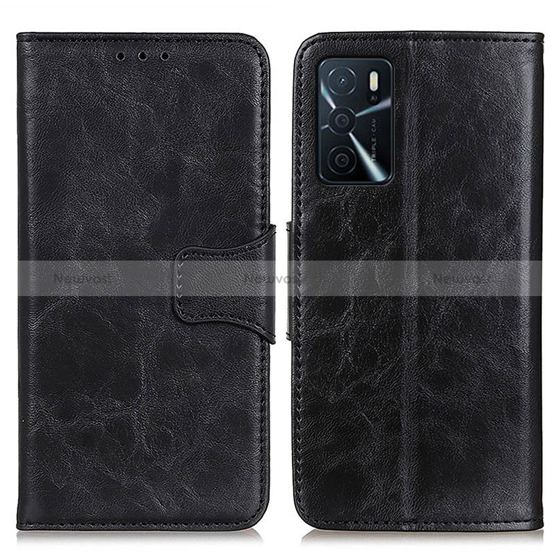Leather Case Stands Flip Cover Holder M02L for Oppo A16s Black