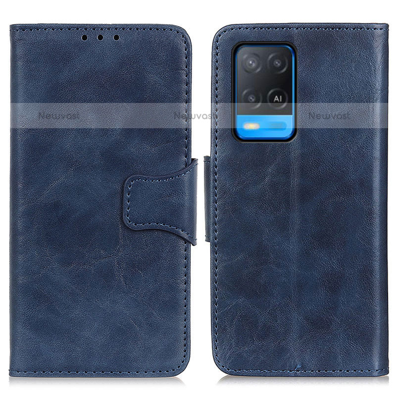 Leather Case Stands Flip Cover Holder M02L for Oppo A54 4G Blue