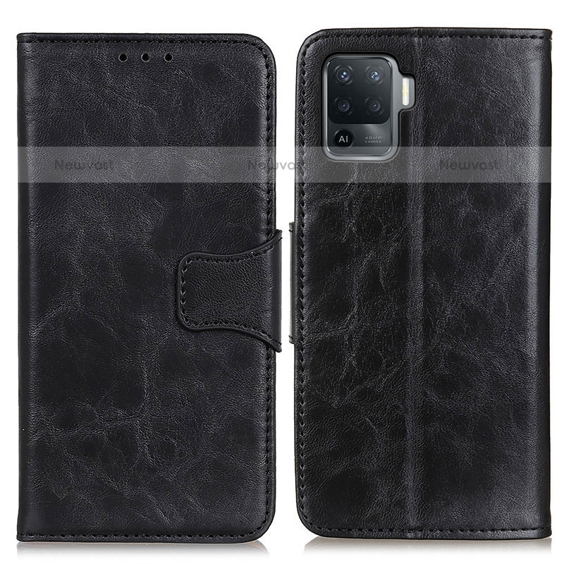 Leather Case Stands Flip Cover Holder M02L for Oppo A94 4G Black